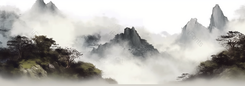 中国元素古典风格峡谷背景,插画/手绘图,插画/手绘图库,插画/手绘图下载,插画/手绘